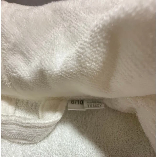 Frette Terry Cloth Bath Robe Embroidered Crest Spa Loungewear Kids 6/10 White - Image 4 of 4