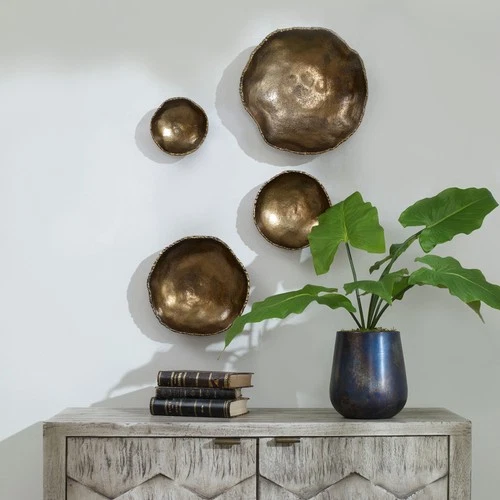 Uttermost Lucky Coins Brass Wall Bowls (Set of 4) - Multi-size - Picture 4 of 5