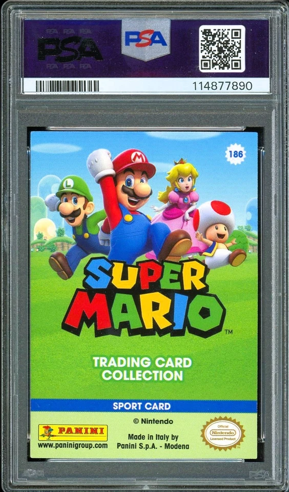 2022 Panini Super Mario #186 ~ BLUE FOIL SPORT Card ~ Yoshi ~ PSA 9 MINT - Image 2 of 2