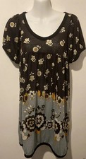 Vintage Y2K Orion Black & Grey Floral Glitter Retro Mini Dress One Size RRP £60