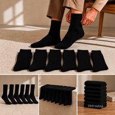 6- 12 Pair Men Black Dress Socks Lot Ribbed Crew Style Casual Fashion 9-11 10-13