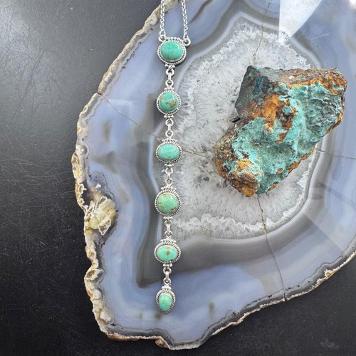 Sterling Silber Southwestern Stil Türkis Lariat 18" -20" Halskette für Frauen
