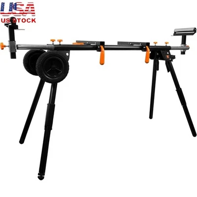 Collapsible Miter Saw Stand Rolling W/ 8in Wheels Supports 3 Onboard Outlets