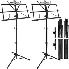 2 Pack Music Stand, 2 in 1 Dual-Use Folding Sheet 2 Black