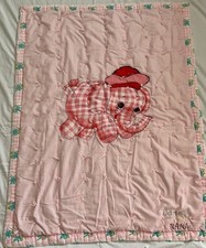 Vintage 1998 Handmade Pink Baby Elephant Quilt 42x31
