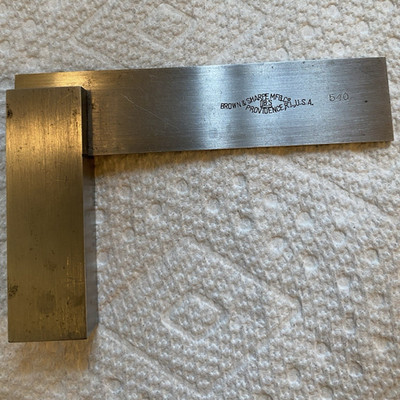 Brown & Sharpe Machinist Square No. 540 3'' Blade x 2'' Base Steel Unmarked