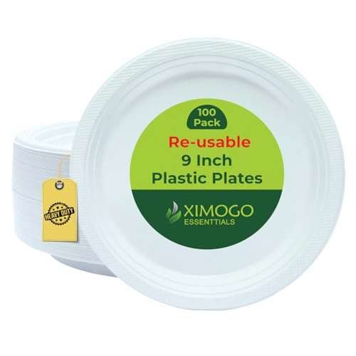 XIMOGO® 100 Reusable Plates 9-Inch  Assorted colors , sizes 