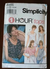 Simplicity Sewing Pattern One Hour Tops