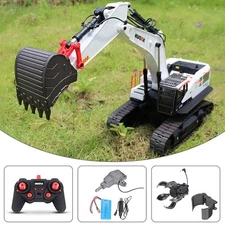 Used 1/14 HUINA RC Metal Excavator Model Toy 1594 Radio Light Battery 28CH Sound