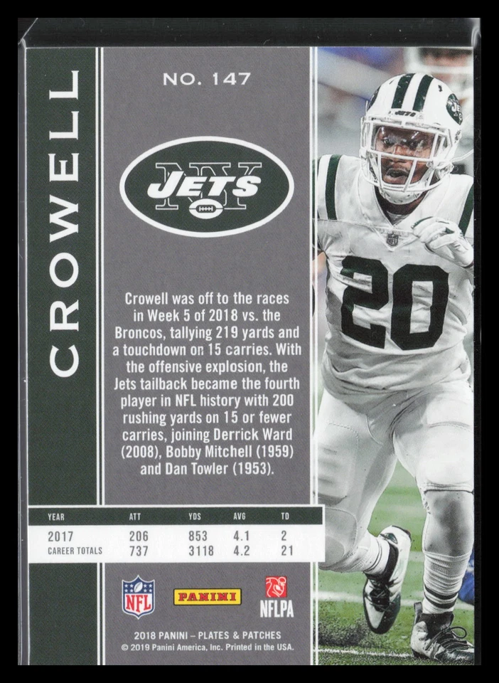 2018 Panini Plates & Patches #147 Isaiah Crowell Purple #/30 - Image 2 of 2