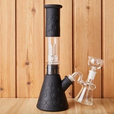 12" Silicone Glass Bong with Ash Catcher Smoking Tobacco Water Pipe 14mm Bowl