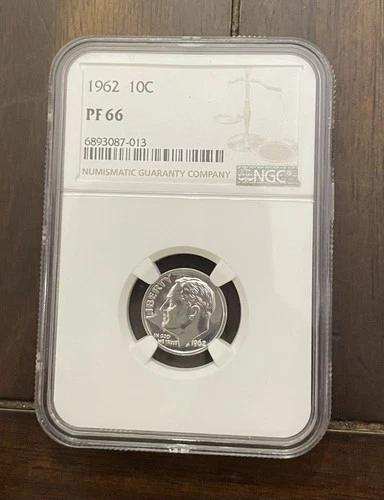 1962 Roosevelt Dime Coin, NGC PF66