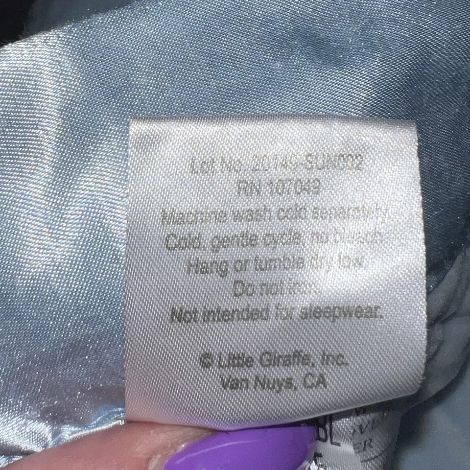 Little Giraffe Baby Blanket 35 X 30 Luxe Cornflower Light Blue Satin Trim Crib - Image 4 of 4