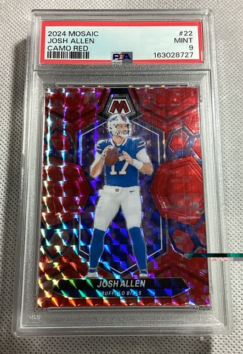 2024 Panini Mosaic Josh Allen Red Camo Mosaic Prizm #22 PSA 9 Bills NFL