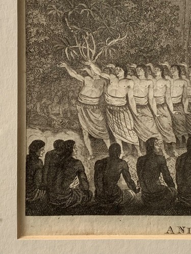 James Cook Polinesia 1777 vecchio maestro incisione una danza notturna di uomini Tonga incorniciato - Foto 14 di 22