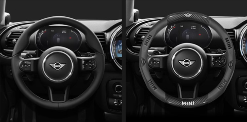 15" PU Leather+Carbon fiber Steering Wheel Cover For 1980-2025 Mini All Cars - Picture 2 of 12
