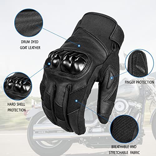Buchii Goatskin Leather Motorcycle Gloves Men & Women Multi Purpose Hard Knuckle - Picture 2 of 47