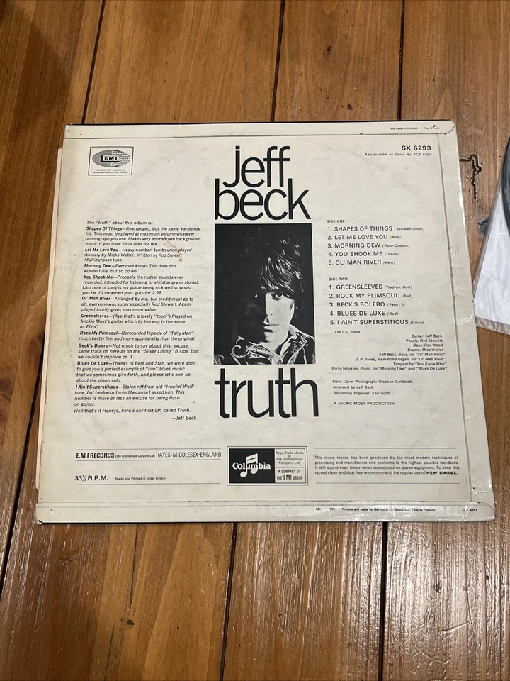 JEFF BECK Vinyl LP TRUTH COLUMBIA SX 6293  UK 1ST MONO Press 1968 Rod Stewart - Image 2 of 4