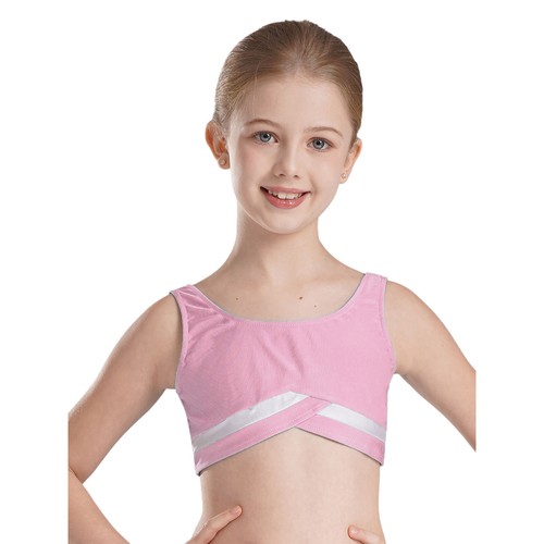 Girls Crop Top Competition Vest Running Shirt Figure Skating Bra Gymnastics - Picture 22 of 47