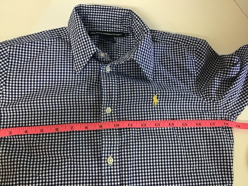 Boys Ralph Lauren Sport Size S (8) Plaid Short Sleeve Button Up Shirt Blue & Wh - Picture 7 of 9