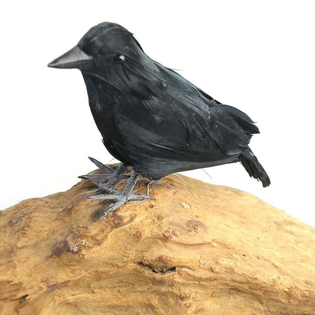 Realistic Halloween Crow Props Decoration Bird Black Feathered Crows Ornaments