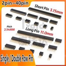 PCB Header Vertical Female Socket Connector 2.54mm 0.1", Single / Double Row Pin