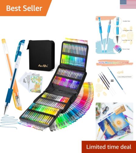100 Unique Glitter Gel Pens Set with Durable Case - Ultimate Coloring Supplies