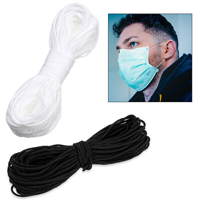 Runde elastische Kordel 3 mm weiche schwarz/weiße Schnur für Hut Gesichtsmasken Auffädeln Handwerk