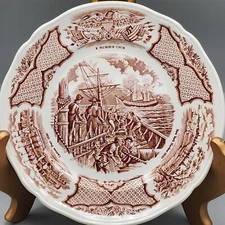 Vintage Alfred Meakin Fairwinds 7” Ceramic Plates Brown Fair Wind Chinese Export