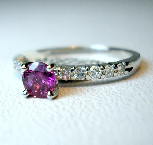 0.45 ct Fair Trade Purple Sapphire Diamonds 14K White Gold Ring Was $1,095 Video - Picture 3 of 13