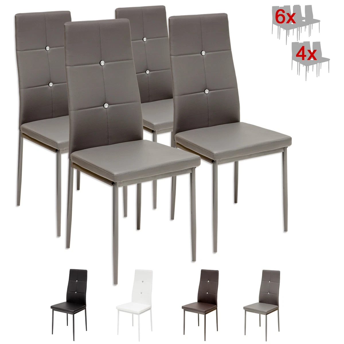 Esszimmerstühle SET 4/6 Stk Farbe und Stückzahl wählbar Kunstleder DIAMOND