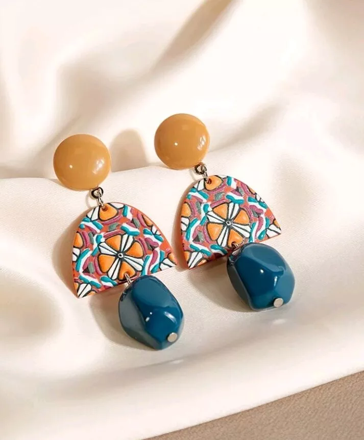 Colour block earrings sale