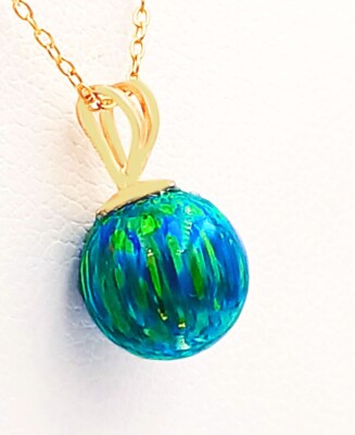 GENUINE 1.72 Cts GREEN OPAL PENDANT 14k YELLOW GOLD -NWT -Free Appraisal Service
