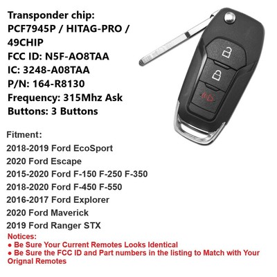 2015-2022 Ford F-Series Remote Flip Key 3 Button Original OEM – My Key Supply