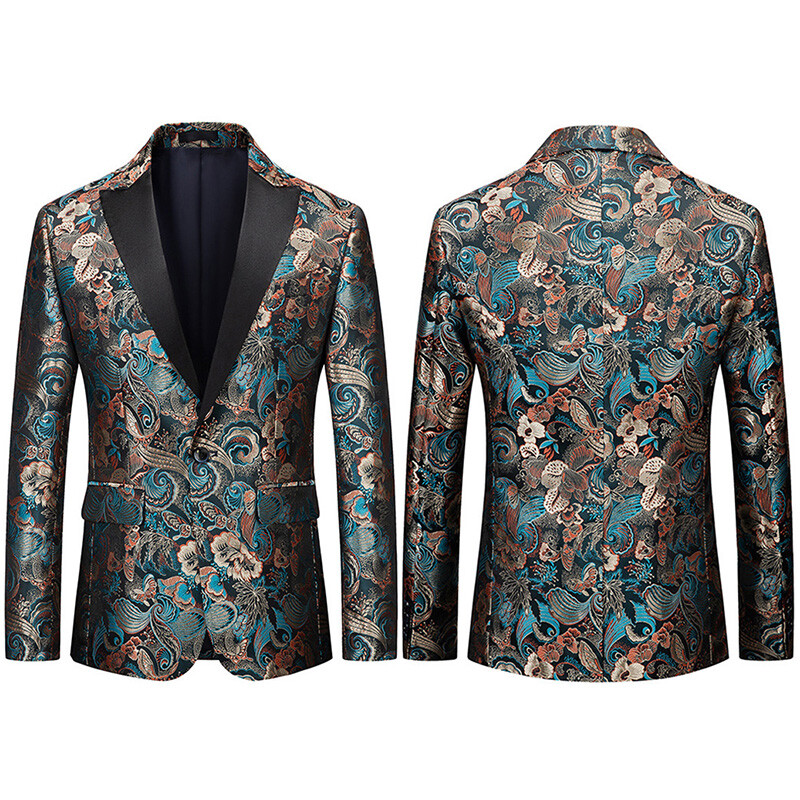 Allthemen Herencolbert met pailletten, smokingjack, glitter, kleurrijke blazer voor feest, afstudeerbal, goud, M
