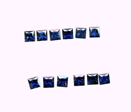 4.30 Carats Tol, Natural SQUARE Princess Blue Sapphire Lot 15 Pcs 3.4x3.4 MM - Picture 5 of 8