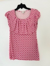 banana republic blouse medium puff sleeves white  rose print jersey preowned