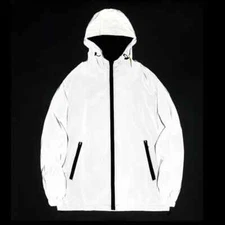 Men Night Reflective Jackets Double Fabric Windbreaker Hooded Jacket Waterproof