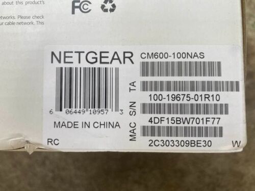 NETGEAR CM600 High Speed Cable Modem DOCSIS 3.0 with Power Adapter & Cable - Picture 3 of 7