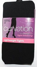 Curvation Women's Curvaceous 1-4 Black Lightweight Tummy Smoother  Tights  3573