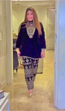 FANCY BLUE HEAVY VISCOSE VELVET SALWAR KAMEEZ WITH NET DUPATTA FOR PARTY