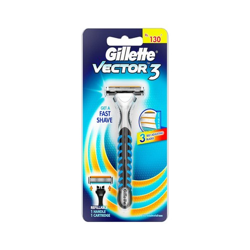 Gillette Vector-3 Manico Rasoio per Sensore Sensore Cartuccia Excel - Foto 2 di 2