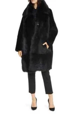 NEW Boss Sobesta Genuine Shearling Coat In Black US Size 2   #SHC3