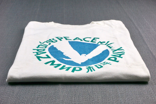 Vintage World Peace T Shirt Small Medium 70s Dove Freedom Love Anti War Global - Picture 13 of 13