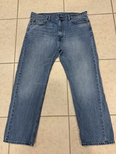 Men's 38x30 LEVI'S 505 Regular Fit Straight Leg Denim Light Blue Wash Jeans