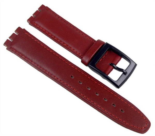 Minott Ersatzband Uhrenarmband Leder Band Rubinrot Passend Zu Swatch 17Mm 19943-image