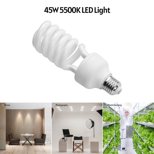 Andoer Spiral Fluorescent Light 45W 5500K Daylight E27 Socket for E5U2 - Picture 3 of 8