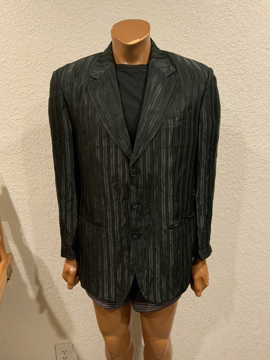 80s ヴィンテージ studio 0001 FERRE タキシードジャケット Vintage Studio 0001 Ferre Silky Blend Material Striped