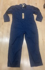 C.E. Schmidt Workwear Mens Cotton Coveralls Navy Blue Brass Zip Snap 2XL Tall