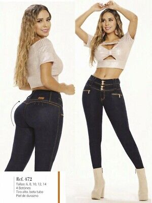 Levanta Cola Jeans High Waist Push Up Slimming Butt Lift Blue Skinny Stretch New